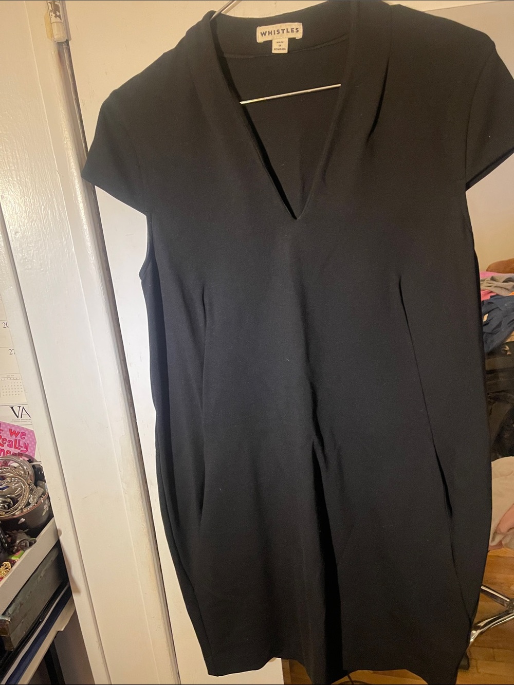 Whistles  V-Neck, Cap Sleeve Midi Dress with  pockets